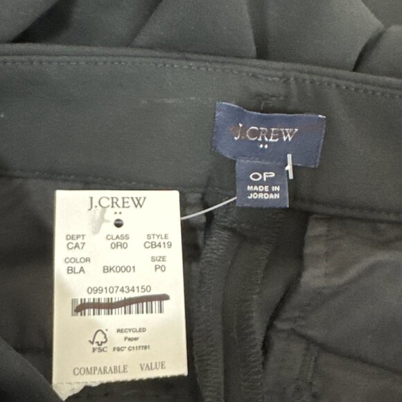 J.Crew Women's 0 Petite Belted Straight Leg Pleated Pant Black NWT - Picture 6 of 10